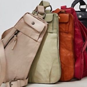 Free People-Leather Jagger Sling Crossbody Purse Bag-Mulberry-New